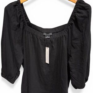 Sanctuary Black Square Neck Puff Sleeve Tunic NWT
